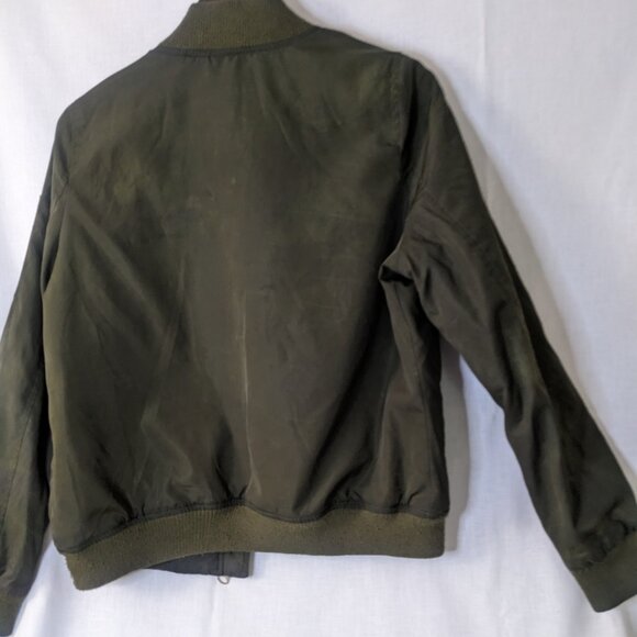 Miss London Women /Men  Green Bummer Flight Jacket Size Medium - Picture 8 of 12